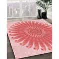 thumbnail image 3 of Ahgly Company Tapis Rond Lavable en Machine Intérieur Transitionnel Rose Pastel, 5 Pieds Rond, 3 of 7