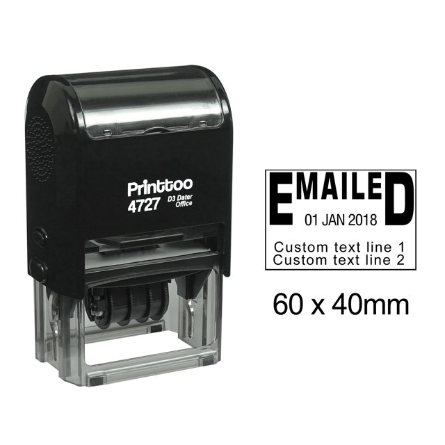 Printtoo Self Inking Dater Stamp With Emailed & Custom Text Line Date Rubber Stamp Office Stationery-Black