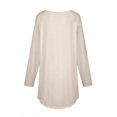 thumbnail image 5 of Mefallenssiah Womens Round Neck Solid Color Fall Blouses Fashion Smocked Long Sleeve Shirts Tops Beige XXL, 5 of 5
