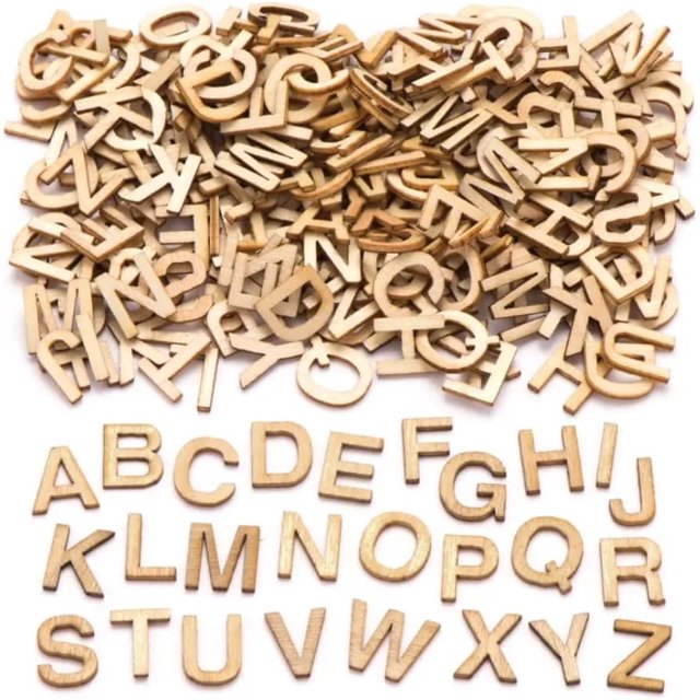 Ross Mini Capital Letters Made of Wood (260 Pieces) – For Kids to Crafts, Design and Decorating
