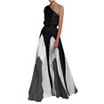 thumbnail image 2 of Jusqu'à 65 % de Rabais! Robes d'Été Mode pour Femmes 2024 Grande Taille Col Contraste de Couleurs Jupe Longue avec Patchwork Robe Imprimée à Épaules Dénudées, 2 of 6