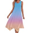 thumbnail image 1 of Ovzne Robes pour Femmes 2025 Robe d'Été Robe Dégradée Sans Manches Col Rond avec Cordon de Serrage Décontractée à Volants Jupe Trapèze Mini Robe d'Été Liquidation, 1 of 7