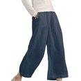 thumbnail image 1 of RKSTN Womens Pants Multiple Solid Color Cotton Linen Loose Casual Wide Leg Capris Loose Comfortable Pants, 1 of 5