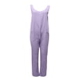 thumbnail image 4 of Mrat Salopettes pour Femmes en Coton et Lin Combinaisons à Col en V Sans Manches Barboteuses Amples Décontractées Amples Unies Combinaison avec Poches P-15 Violet m, 4 of 7
