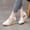 White, variant on RKSTN Sandals for Women Closed Toe Wedges Shoes Platform Slingback Mid Low Heel Canvas Dress Sandals Soft Comfortable Sandals
