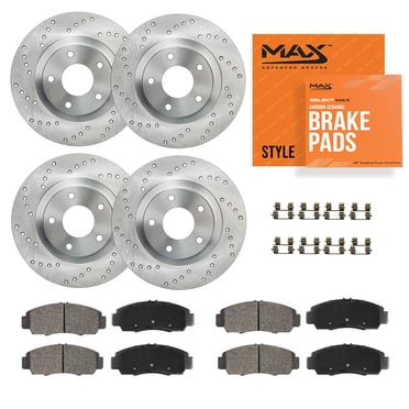 MAX Advanced Brakes - Brake Kit For 2012-2019 Dodge Grand Caravan (Dual Piston Front Caliper)| Carbon Ceramic Brake Pad and Rotor Kit Front and Rear| Cross-Drilled Brake Rotors