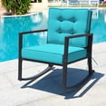 thumbnail image 1 of Patiojoy Outdoor Wicker Rocking Chair Glider Rattan Rocker Recliner with Turquoise Cushion, 1 of 7