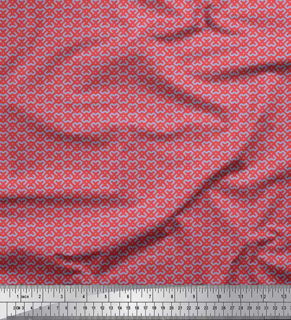 Soimoi Cotton Cambric Fabric Dot & Geometric Small Decor Fabric Printed Yard 56 Inch Wide