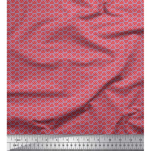 Soimoi Modal Satin Fabric Dot & Geometric Small Printed Fabric 1 Yard 42 Inch Wide
