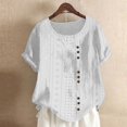 thumbnail image 2 of Mrat Short Sleeve Cardigans Blouse à Manches Courtes Ample et Confortable pour Femmes, Mode, Couleur Unie, Boutonnée, Style Court Lock, Décontractée, Col Rond, Hauts, Cardigans à Manches Courtes, P-26 Blanc P, 2 of 6