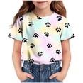 thumbnail image 1 of Zpanxa T-Shirts Athlétiques pour Filles Imprimé Étoile Col Rond Manches Courtes Haut Décontracté Polyester Spandex 5 Ans, 1 of 7