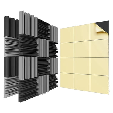Lot de 24 Panneaux de Mousse Autoadhésifs Insonorisants, Mousse Acoustique 12 X 12 X 2 Pouces, Rembourrage Insonorisant à Haute Résilience
