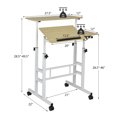 thumbnail image 2 of Gymax Bureau Debout Mobile Bureau d'Ordinateur Réglable Poste de Travail Inclinable Naturel, 2 of 10
