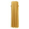 thumbnail image 4 of JIRNDf Robes Maxi d'Été pour Femmes Tendance Couleur Unie Col Rond Poches Longues Robes d'Été Quotidiennes pour Femmes Robe Boho Jaune P, 4 of 7