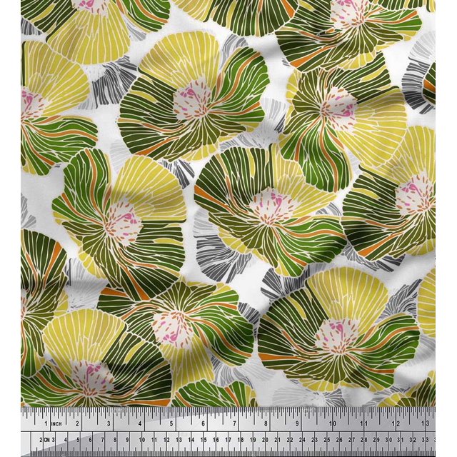Soimoi Rayon Fabric Artistic Flower Print Fabric by The Yard 42 Inch Wide