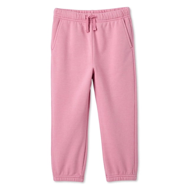 miniJACK Gender Neutral Toddlers Washed Jogger in pink with a relaxed baggy fit, elastic waistband and hems, functional drawcord, side seam and back pockets, made from a soft, mineral-washed cotton-polyester blend, ideal for comfortable everyday toddler wear and casual play.