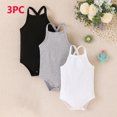thumbnail image 1 of asjyhkr 3PCS Baby Clothes Summer Rompers Toddler Onesie Breathable Infant Bodysuits,Easy Snap Closure & Spaghetti Strap(6M-2T), 1 of 9