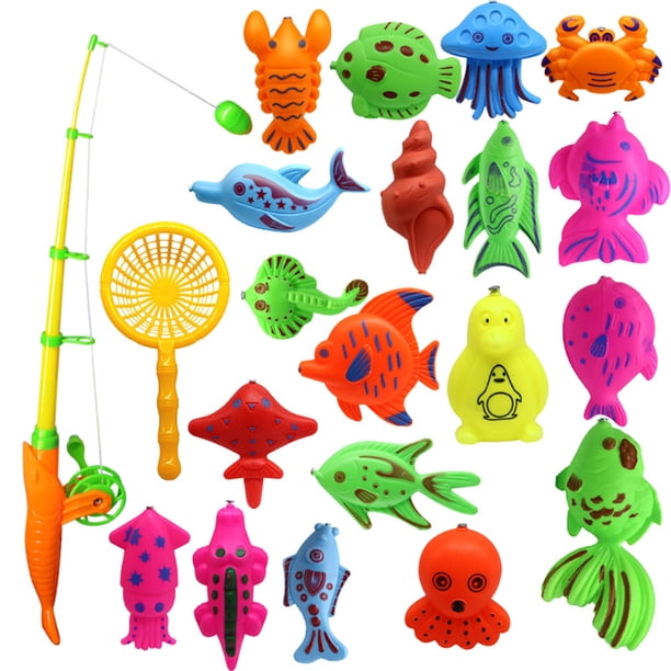 Surplex Jeu De Pêche Pour Bain – 2 Cannes + 6 Poissons – Jouet éducatif 1-5 Ans – Baignoire Ou Piscine