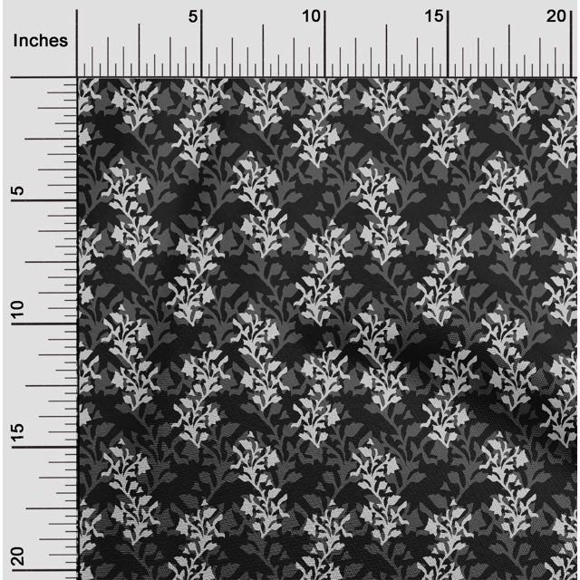 oneOone Cotton Poplin Fabric Leaves & Floral Block Print Fabric BTY 42 Inch Wide