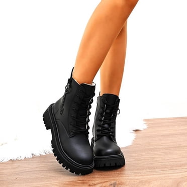 Amzcrzy Bottes Mi-Mollet pour Femmes Bottes pour Femmes à la Mode Décontractées à Semelle Épaisse Style Moto Élégant Automne et Hiver Confortables Accessoire de Port Bottes Mi-Mollet Bottes d'Hiver pour Femmes Bottes pour Femmes