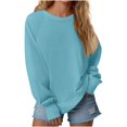 thumbnail image 1 of Tumotour Chandails à Col Rond pour Femmes, Coupe Ample, Uni, Manches Longues, Chandail Doux à Col Rond, Chandails à Capuchon, Mode, Chemisier Léger, Hauts, Vêtements, Confortable, Tenues d'Automne et d'Hiver, Hauts, 1 of 8