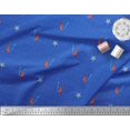 thumbnail image 3 of Soimoi Blue Rayon Fabric Stars & Violin Musical Instrument Printed Craft Fabric by the Yard 56 Inch Wide, 3 of 5