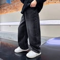 thumbnail image 4 of dmqupv Baggy Jeans Kids Boy Boys Jeans Wide Leg Children Boys Clothing Big Kids Handsome Sports Pants Black,Size for 13-14 Years, 4 of 8