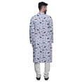 thumbnail image 3 of Atasi Button Down Asymmetrical Kurta For Men Printed Mandarin Long Sleeve Shirt, 3 of 5