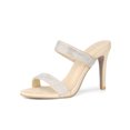 thumbnail image 1 of BLISSFUL STEP Sandales Mules à Talon Aiguille Haut à Bout Ouvert pour Femmes Beige 10, 1 of 8