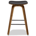 thumbnail image 4 of Bouclair Black Faux Leather and Walnut Wood Backless Stool, 4 of 8