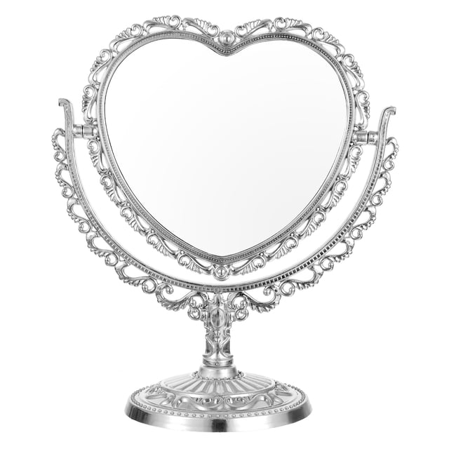 MasteelfCA Retro Heart Shape Makeup Mirror for Dresser Vanity Desktop Bathroom Bedroom