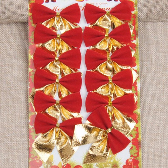 12Pcs Christmas Tree Ribbon Bow Ornaments for Holiday Decor Great Gift Christmas Decoration