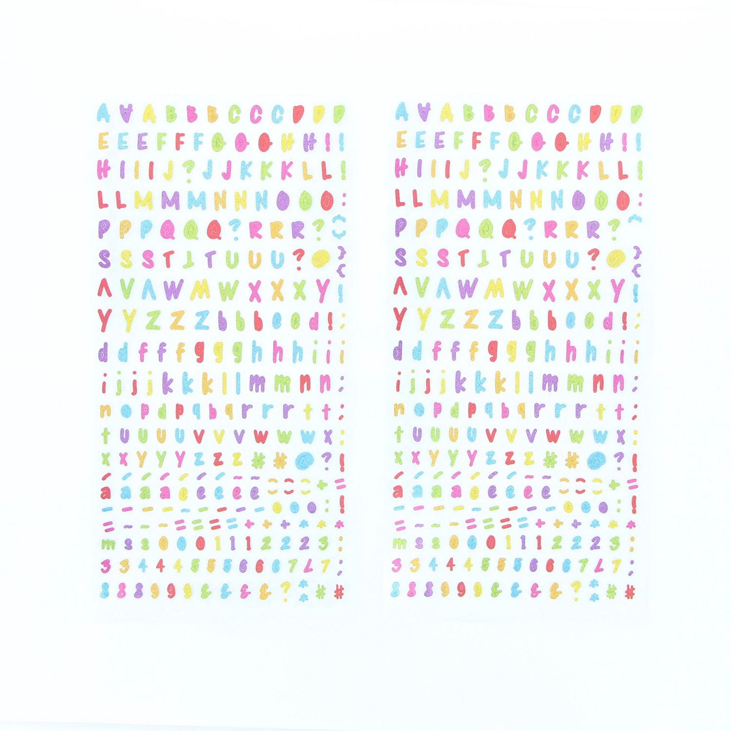 CRAFTY & CO. Alphabet Stickers Black, 518 pcs, 2 Sheets, Rainbow