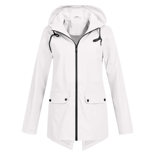 Veste Décontractée pour Femme, Unie, Extérieure, Grande Taille, à Capuche, Coupe-Vent, Ample