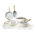 thumbnail image 1 of Thyme & Table 12-Piece Non-Stick Signature Cookware Set, Pots and Pans Set- White & Gold, 1 of 13