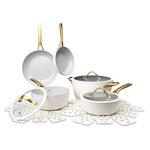 Thyme & Table 12-Piece Ensemble d'articles de cuisine, de pots et de casseroles non-classiques - blanc & or