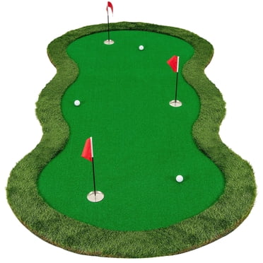 Costway Tapis d'Entraînement de Golf Professionnel 5 x 10 Pi avec 3 Trous et Balles de Golf pour la Maison
