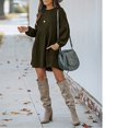 thumbnail image 3 of Jupe en Tricot Côtelé pour Femmes, Manches Lanterne, Col Rond, Robe Courte, Chandail-Over, Jupe Chandail avec Poches, Automne Hiver, Jupe du Bas, 3 of 5
