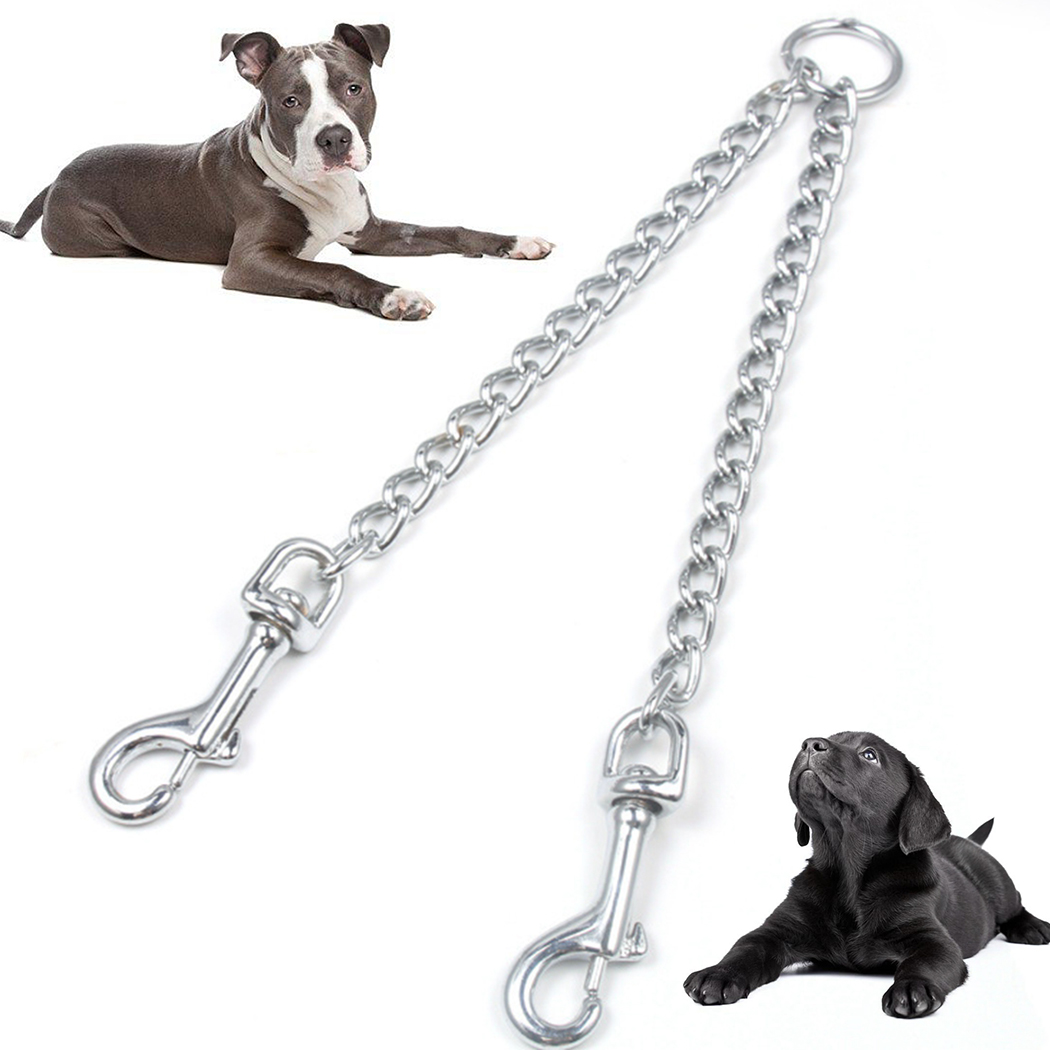 Double Dog Coupler No-Tangle Iron Chain Pet Leash Coupler Dog Lead Coupler