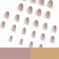 thumbnail image 4 of Fofosbeauty 24pcs Press on False Nails, Short Round Fake Nails, Golden French Light Gray, 4 of 8