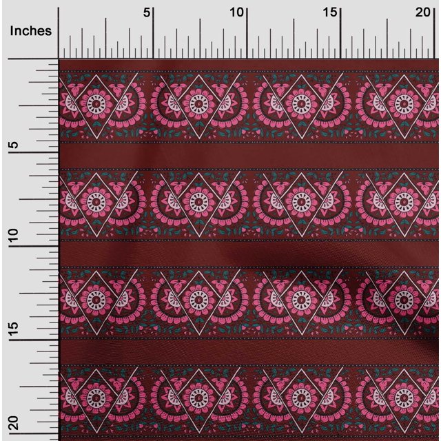 oneOone Cotton Poplin Fabric Geometric|Leaves & Floral Block Printed Craft Fabric BTY 42 Inch Wide