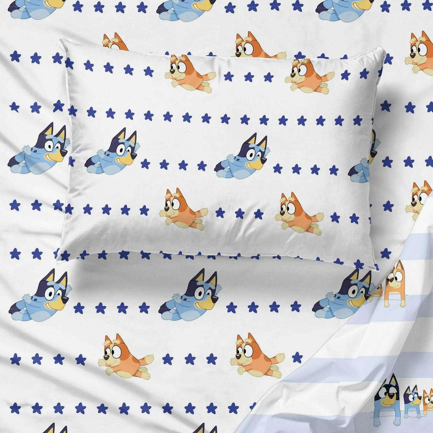 Bluey Dans le Rêve Ensemble de Draps 3-Pièces pour Lit 1 Place, 100 % Polyester