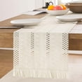 thumbnail image 1 of Boovnll Chemin de Table Boho Chemin de Table Rustique en Lin Macramé avec Pompons Chemin de Table Tissé pour Décoration de Table Bohème pour Maison Salle à Manger Chambre, 1 of 8