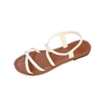 thumbnail image 1 of Flat Sandals for Women Elastic Strap Weaving Cross Straps Solid Color Open Toe Non Slip Beach Roman Sandals White, 1 of 9