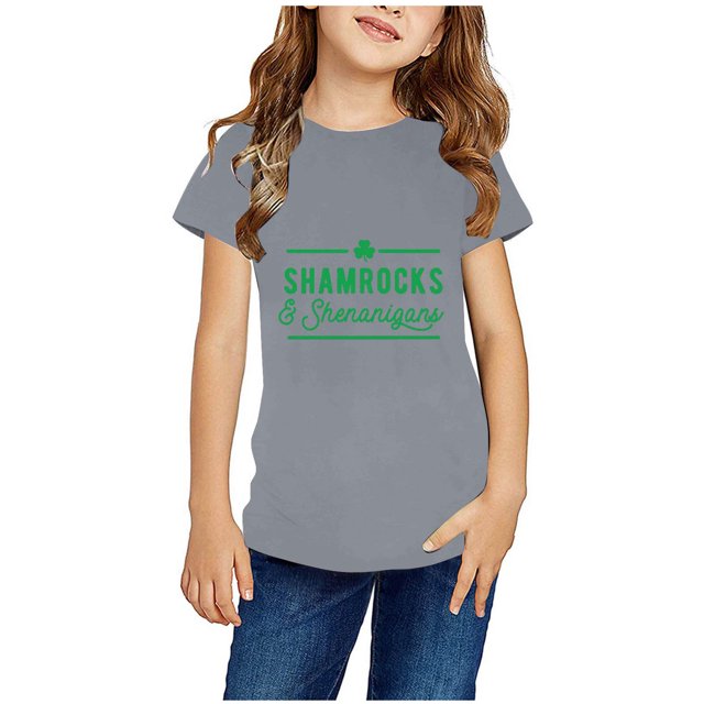EGNMCR Blouses & Chemises à Manches Courtes Col Rond pour Tout-Petits Garçons Filles Mode Mignon Col Rond Imprimé Haut à Manches Courtes Girl Blouse