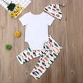 thumbnail image 4 of 3PCS Newborn Baby Boy Fish Printed Short Sleeve Romper Printed Long Pants Sets Multicolor 0-3 Months, 4 of 9