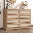 thumbnail image 1 of Commode Double à 8 Tiroirs pour Chambre, Commode en Rotin, Commode Moderne en Bois, Table de Chevet pour Garde-Robe, Chambre de Bébé, Salon et Entrée, 1 of 6