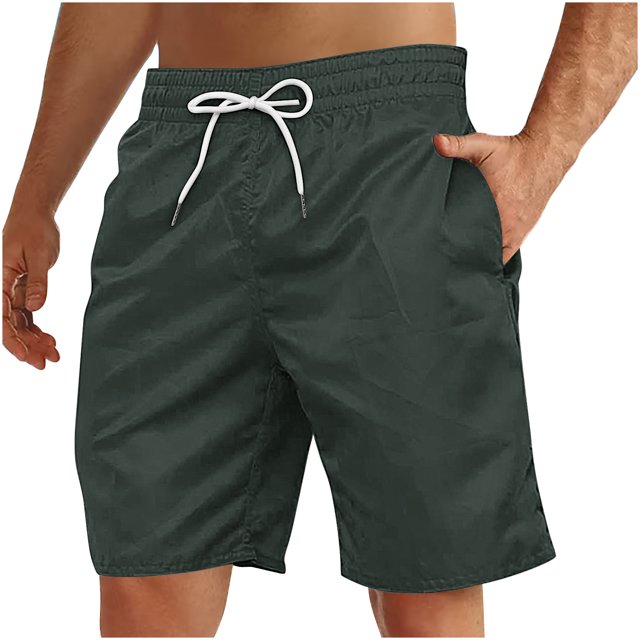 Yuyuzo Mens Shorts High Waisted Drawstring Quick Dry Summer Beach Swim Knee Length Shorts with Pockets