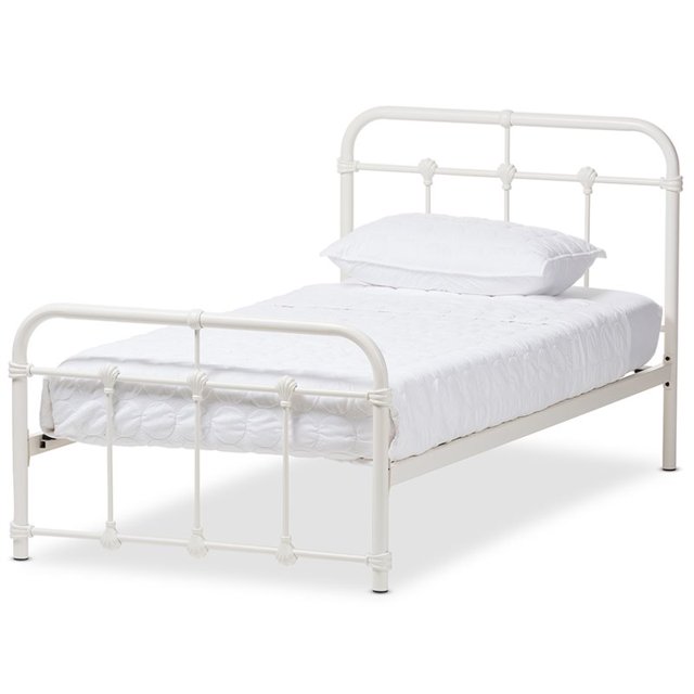 Baxton Studio Mandy Twin Metal Spindle Bed in White