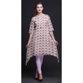 thumbnail image 4 of Bimba Hauts Imprimés Floraux Feuilles Violettes et Lotus pour Femmes Kurti Asymétrique Robe d'Été pour Filles Très Grand, 4 of 6